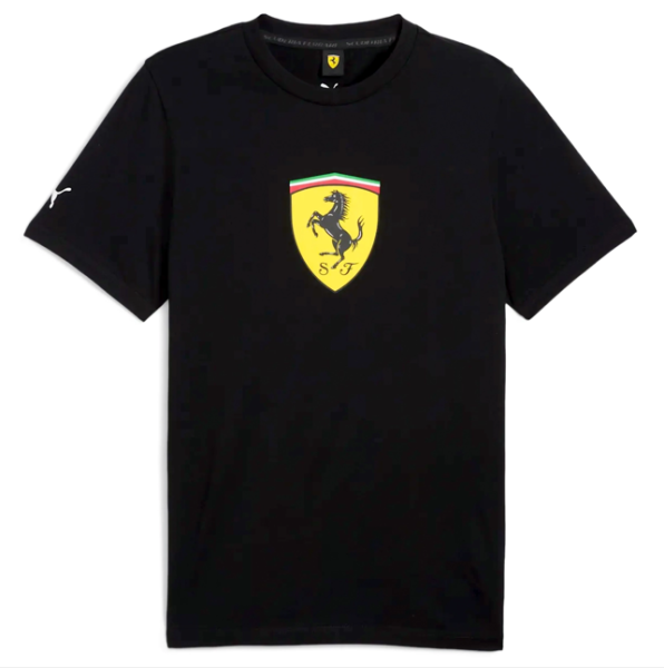 T-Shirt Ufficiale Puma Scuderia Ferrari Race Bambino – Nero e l'Iconico Scudetto